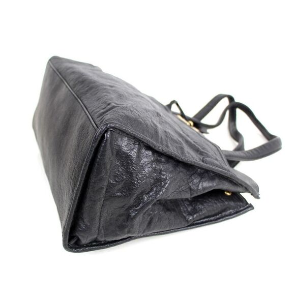 T Tahari BLACK GENUINE LEATHER THREE COMPARTMENTS BUSINESS TOTE SHOULDER BAG - Picture 9 of 16